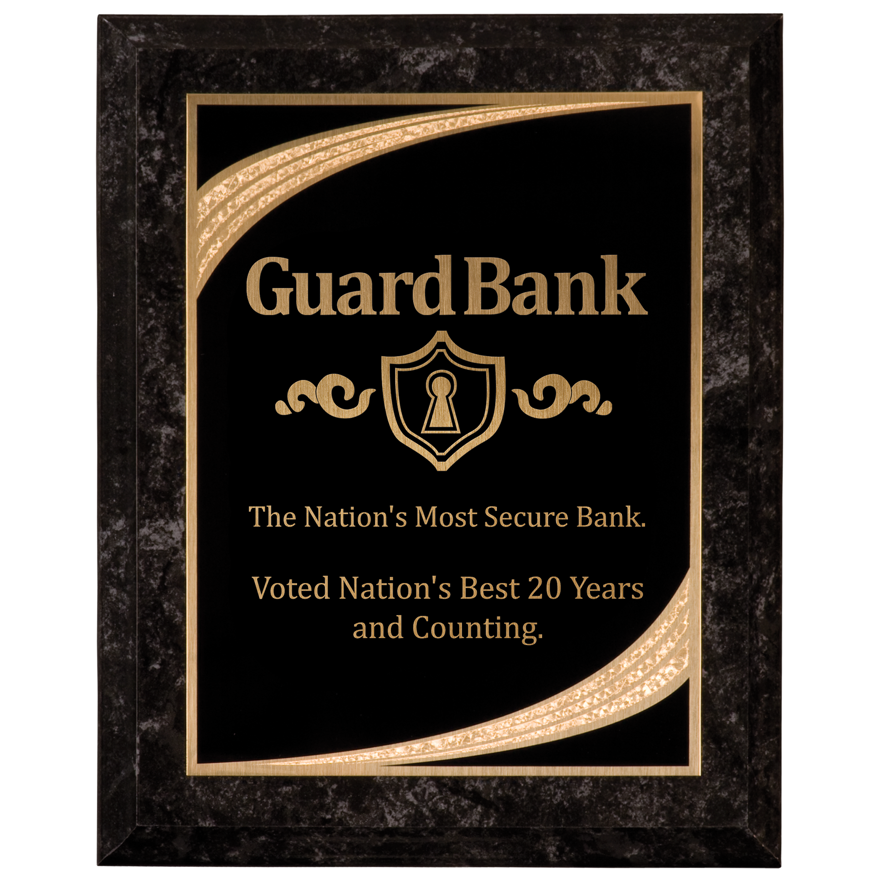 Black Marble Finish Plaque with Blk and Gold Majestic Plate 3