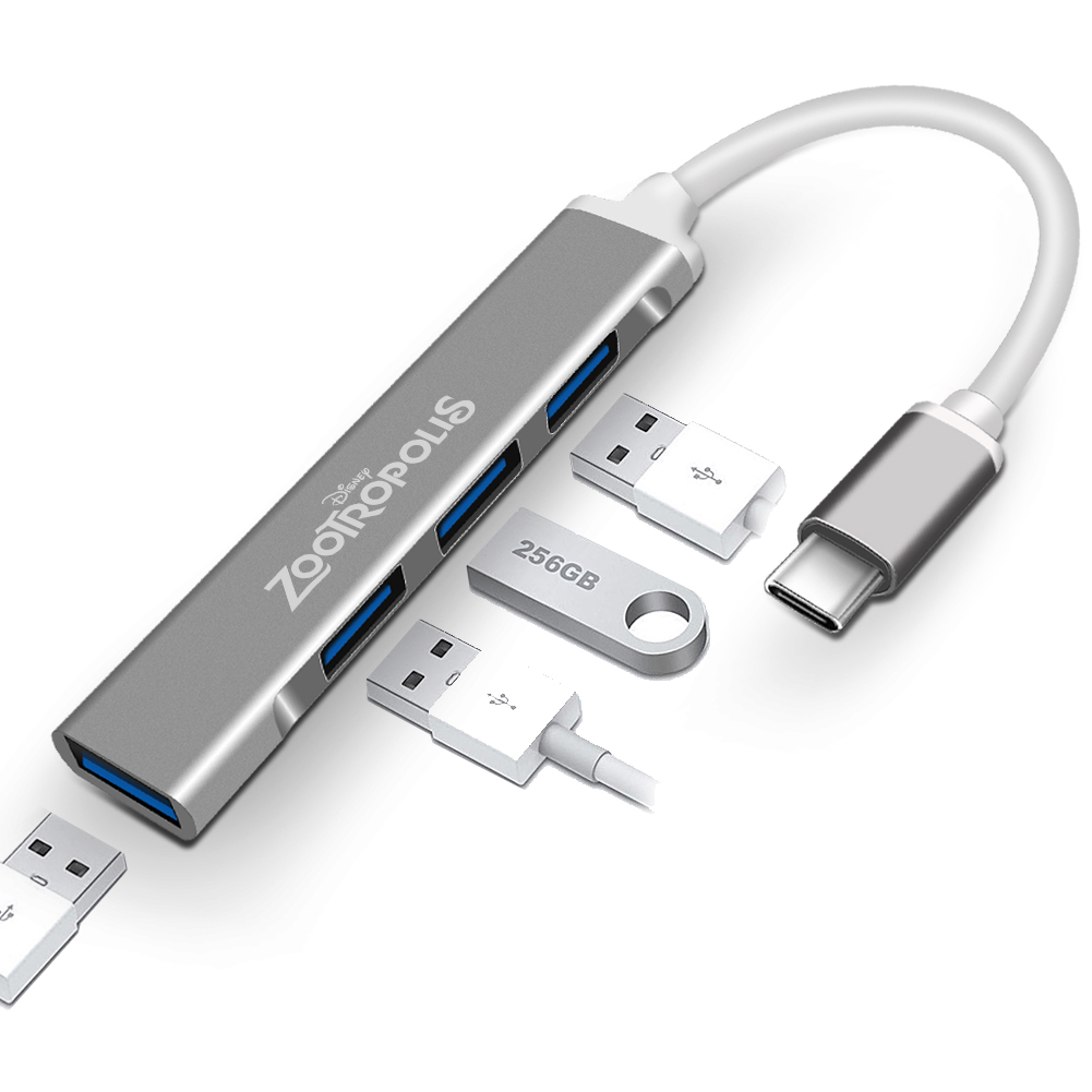 Ultra-Slim Type-C USB 3.0 Hub with 4 Ports – Compatible with MacBook 3