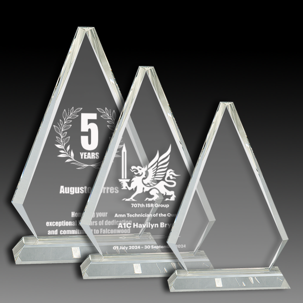 Clear Crystal Triangle On Clear Pedestal Base 3