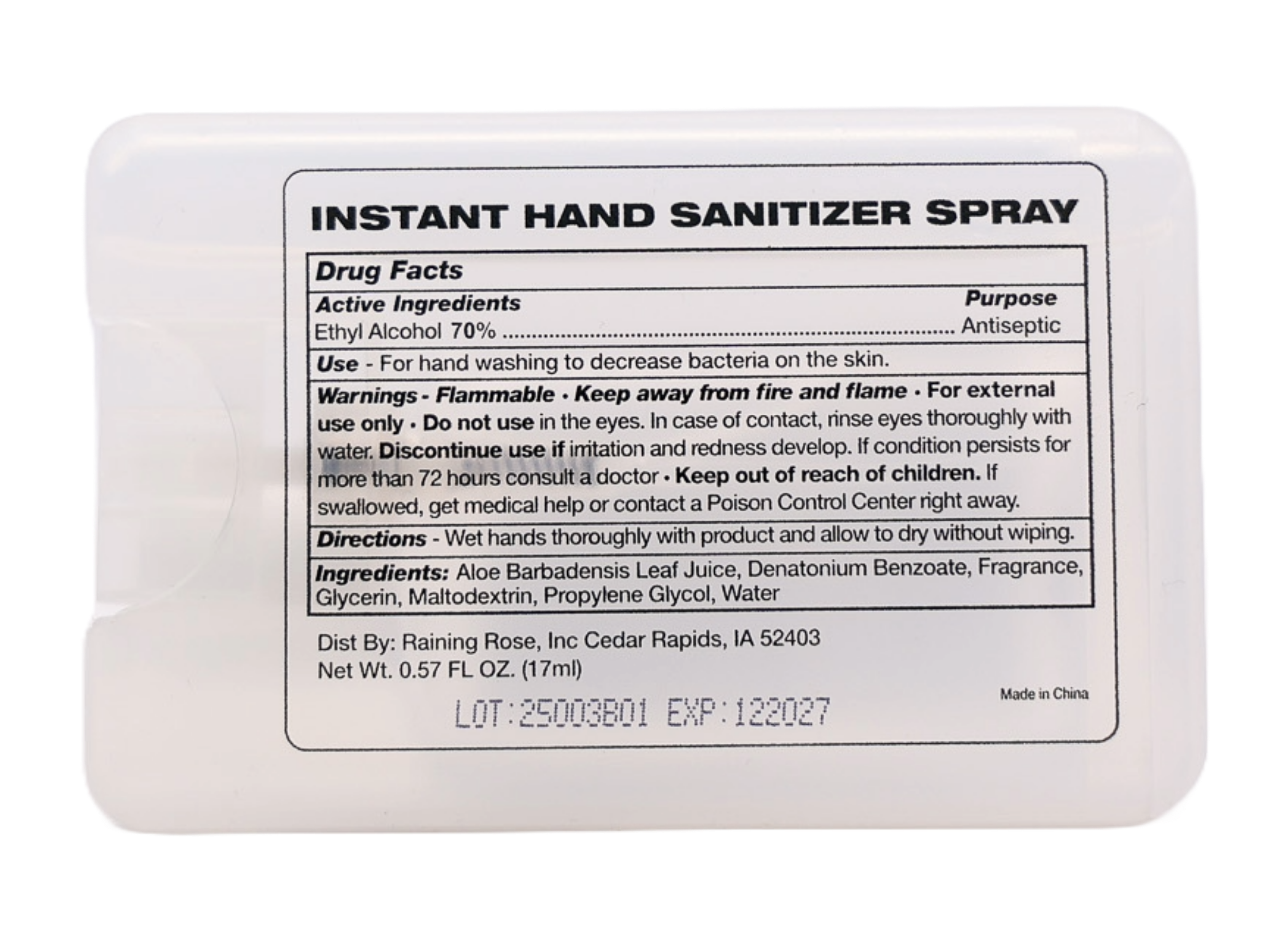 Credit Card Hand Sanitizer Spray 0.57 fl oz 6