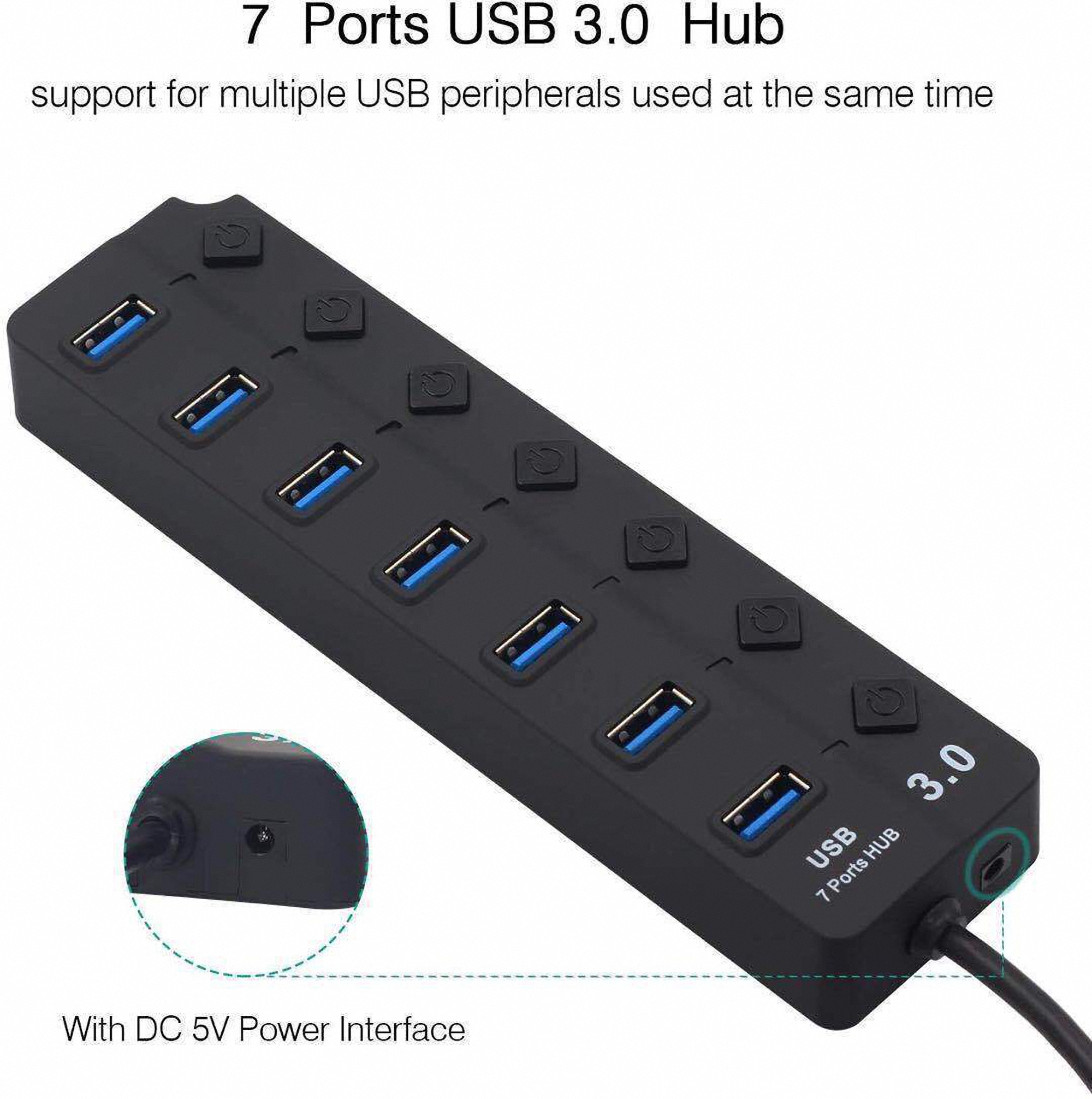 7-Port USB Hub with Independent Power Switches 4