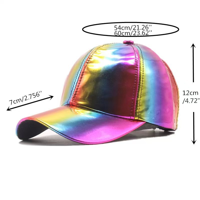 Shiny Metallic PU Baseball Cap Holographic Hip Hop Hat 2