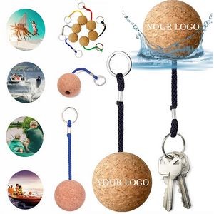 Custom Soft Wooden Cork Ball Keychain Floating Key-Ring Cork 2