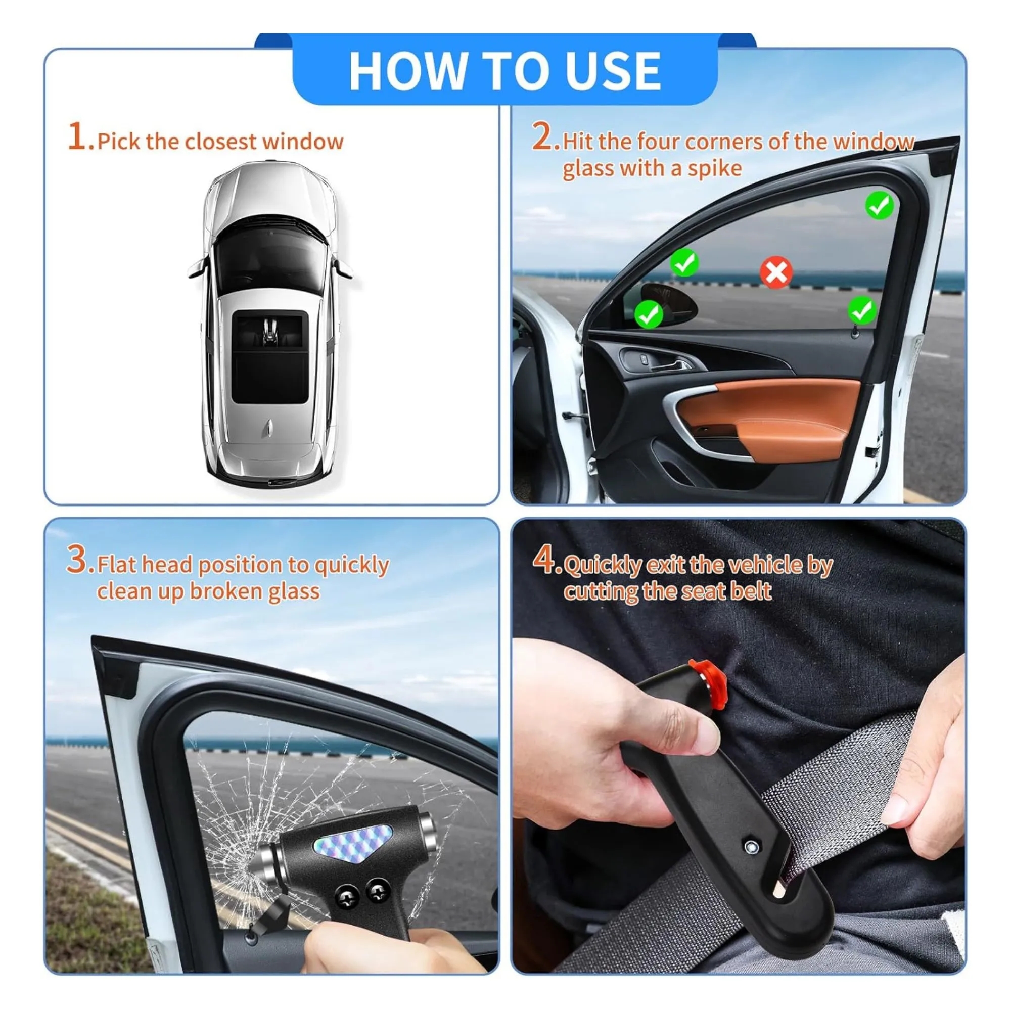 Multi Functional Car Window Breaker Hammer 1