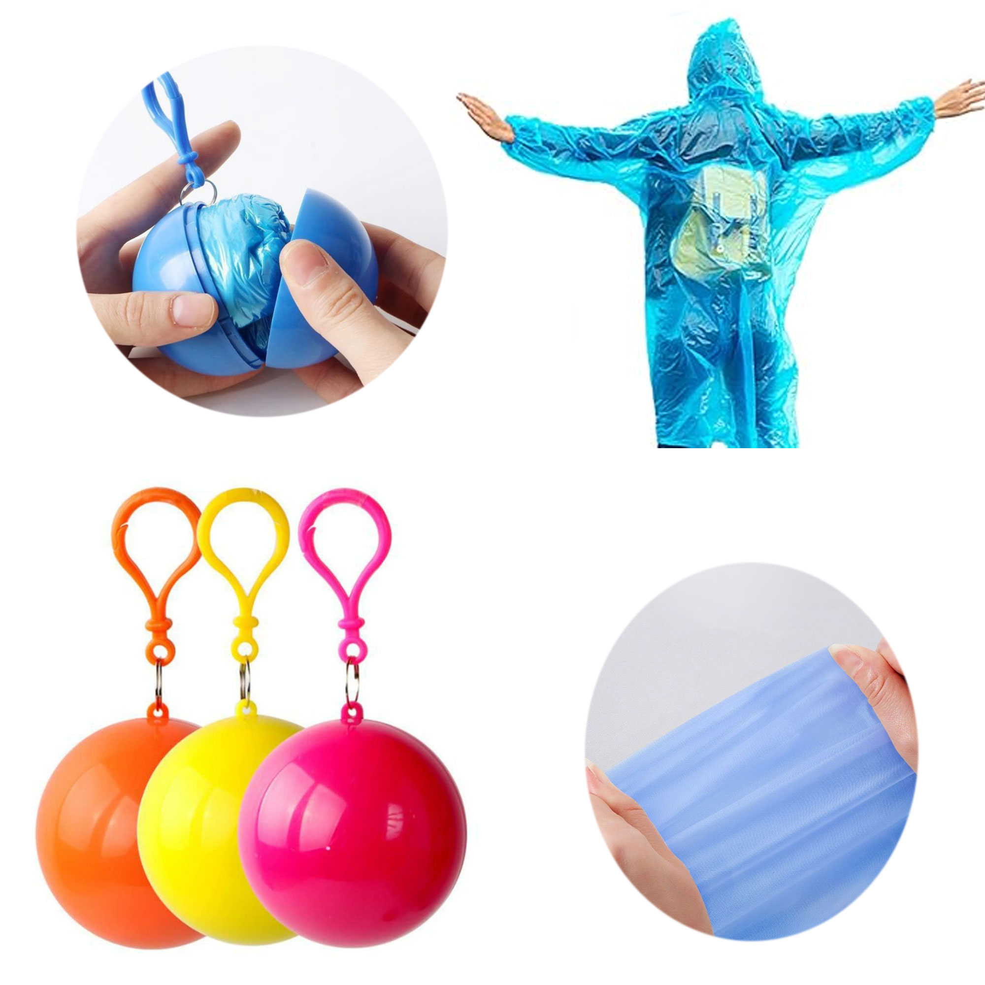 Disposable Emergency Rain Ponchos In Keychain Ball 3