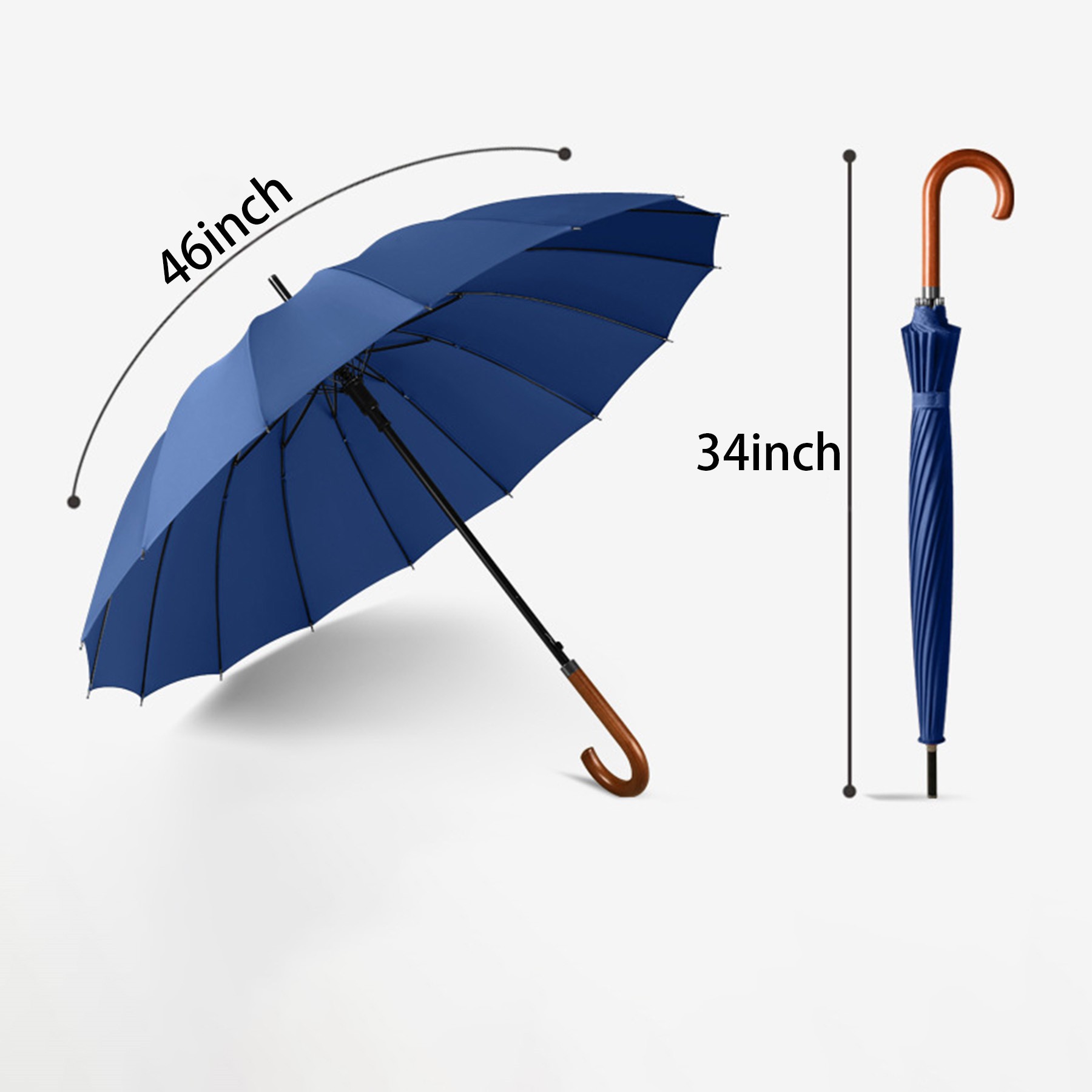 16 Ribs Wooden Handle Automatic Umbrella 7