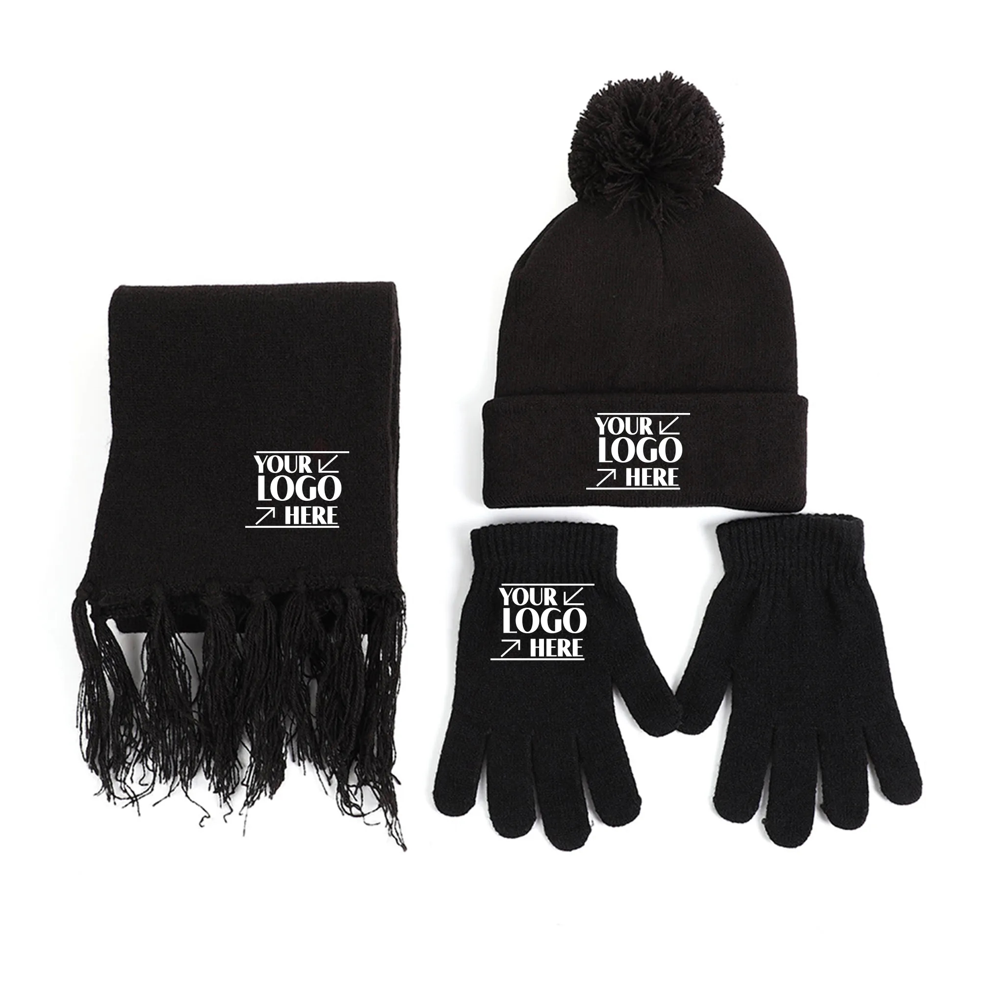 Scarf Gloves Knitted Hat Winter Suit 2