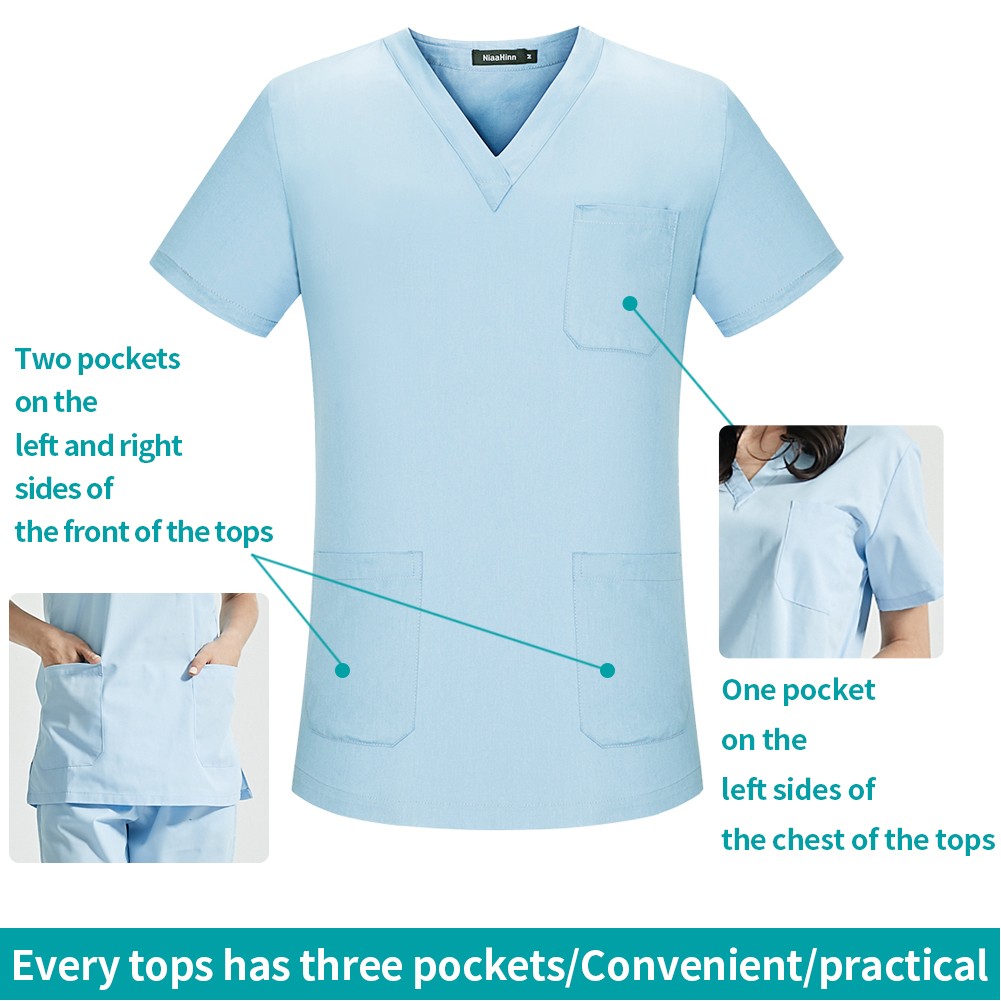 Nursing Uniforms Medical Workwear V-Neck Sets Tops+Pants 2