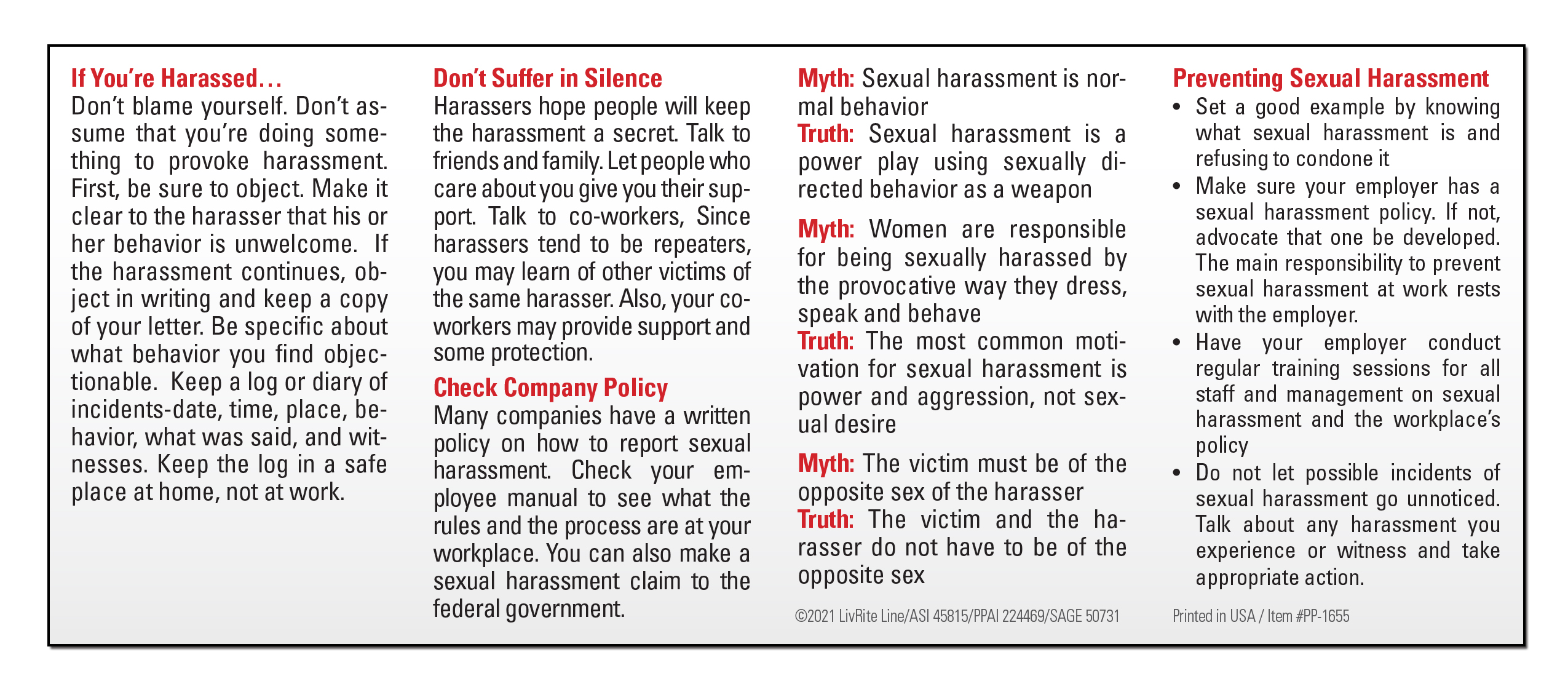 POCKET PAMPHLET - Sexual Harassment Pocket Pamphlet 2