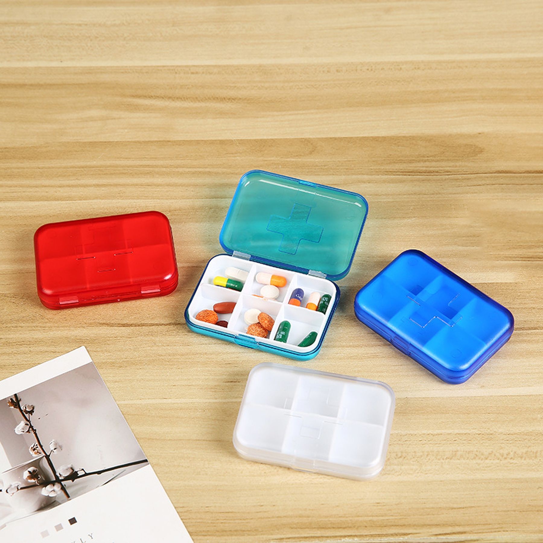 6 Compartment Portable Pill Box Small Pill Container 2