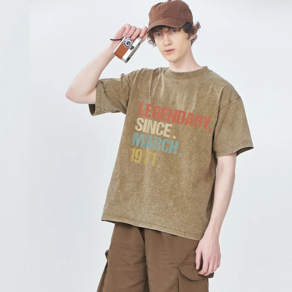 Wholesale 230g Washed Cotton Tee Bulk Order Custom Logo Tshirt 1