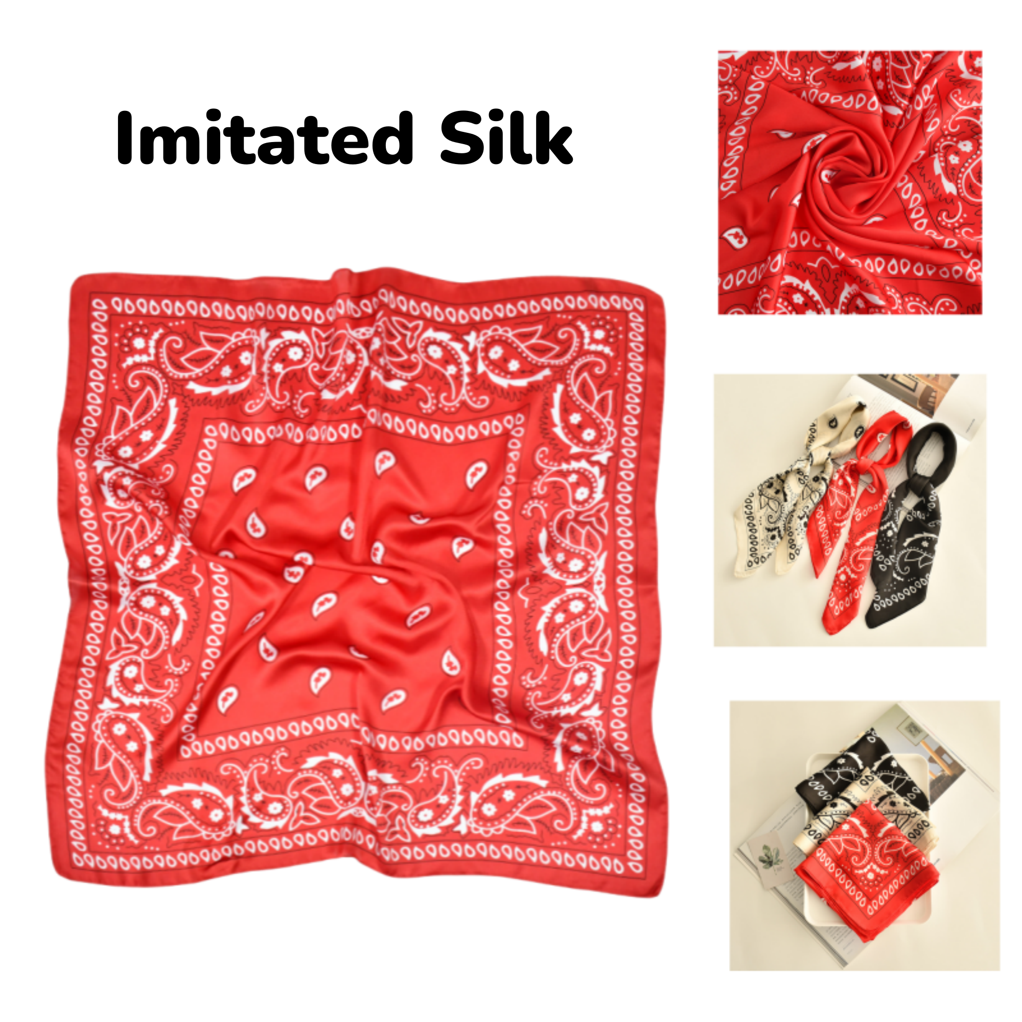 Custom Full Color Imitation Silk Square Bandana 2