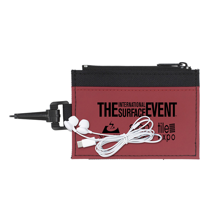 Mobile Tech Earbud Kit in Travel ID Wallet Components inserted into Zipper Pouch ID Wallet 13