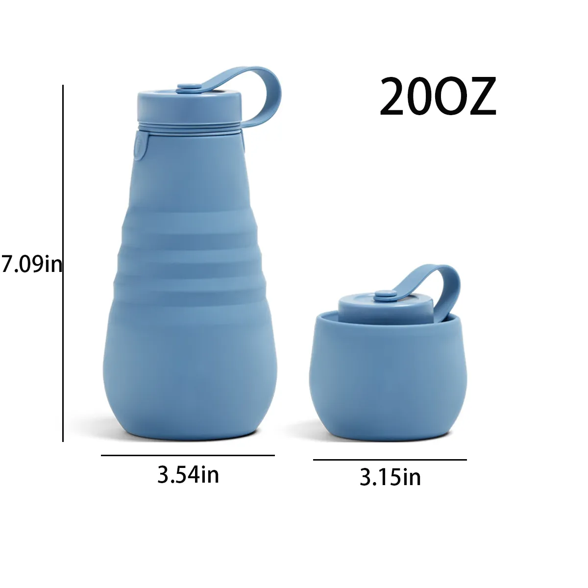 20 oz. Travel Collapsible  Reusable Silicone Water Bottles 6