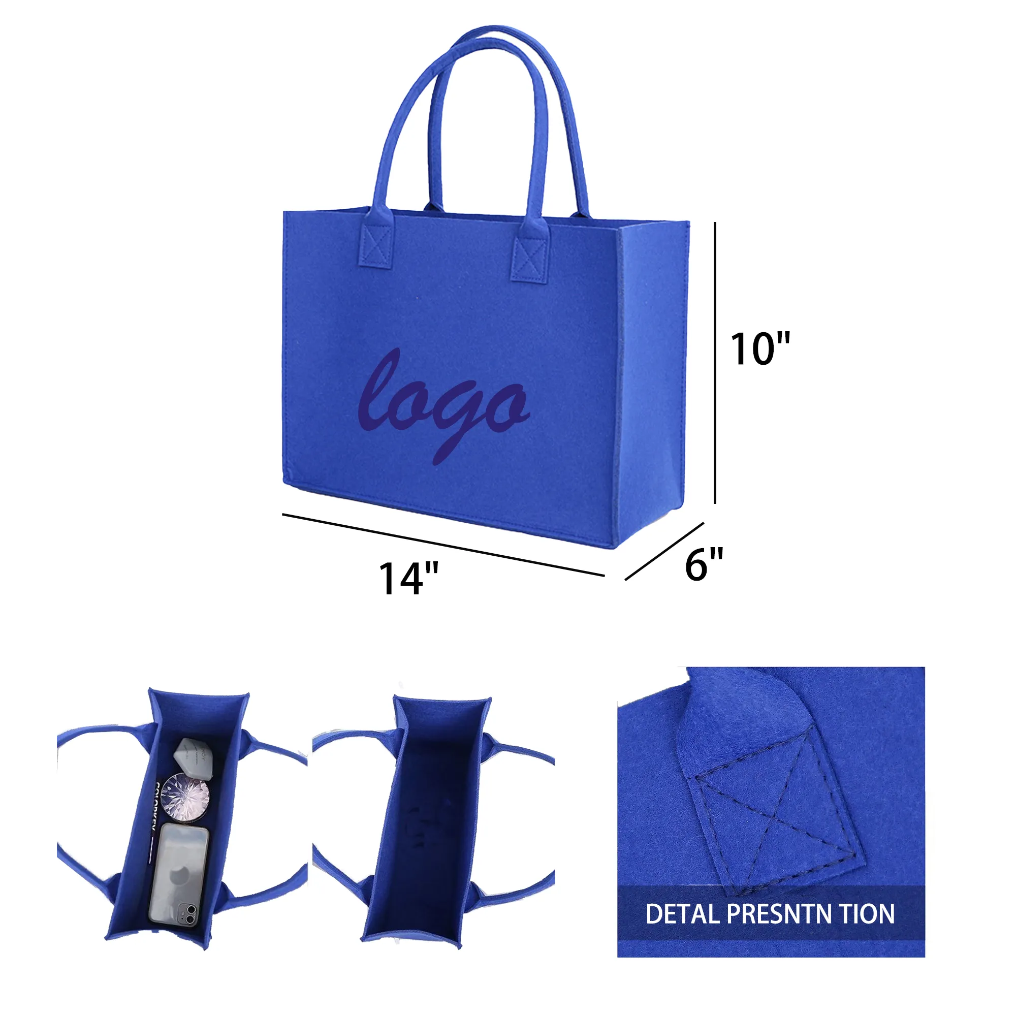Multicolor Large Capacity Shopping Felt Tote Bag 3