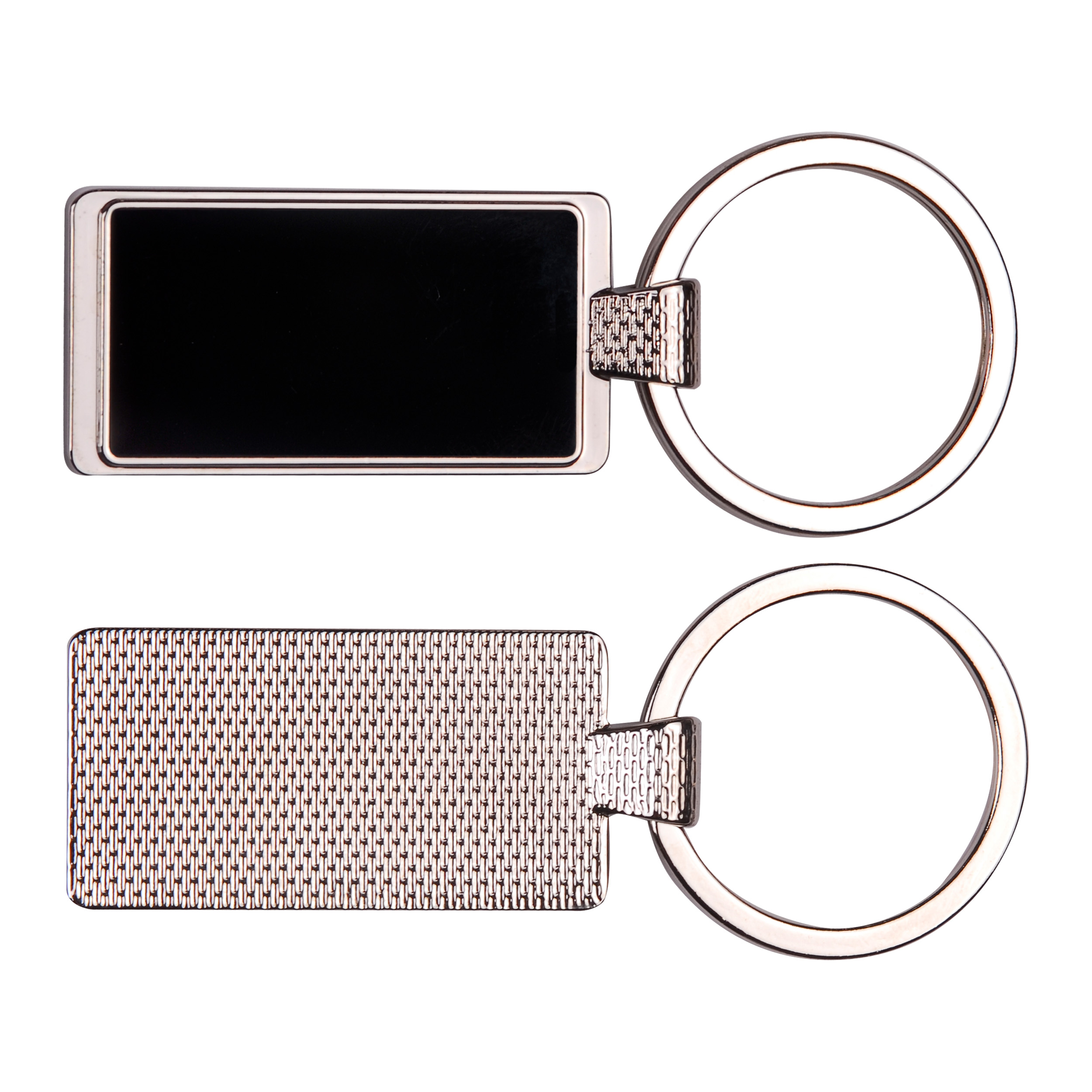 Rectangle Metal Key Chain with Reflective Finish 2