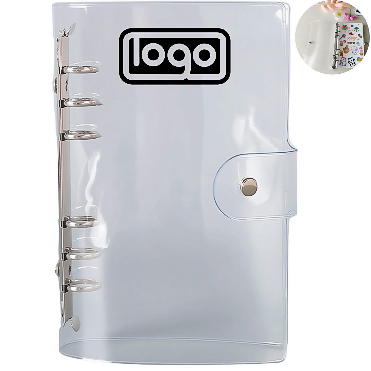 Clear PVC A6 Notebook Binder Cover w/ Flexible Rings 10