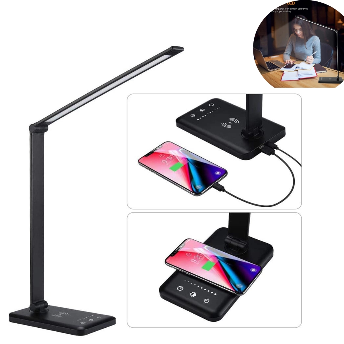 Multifunctional LED Desk Lamp with Wireless Charger 1