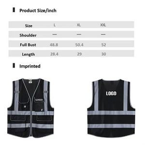 Zipper Front Black Safety Vest 13