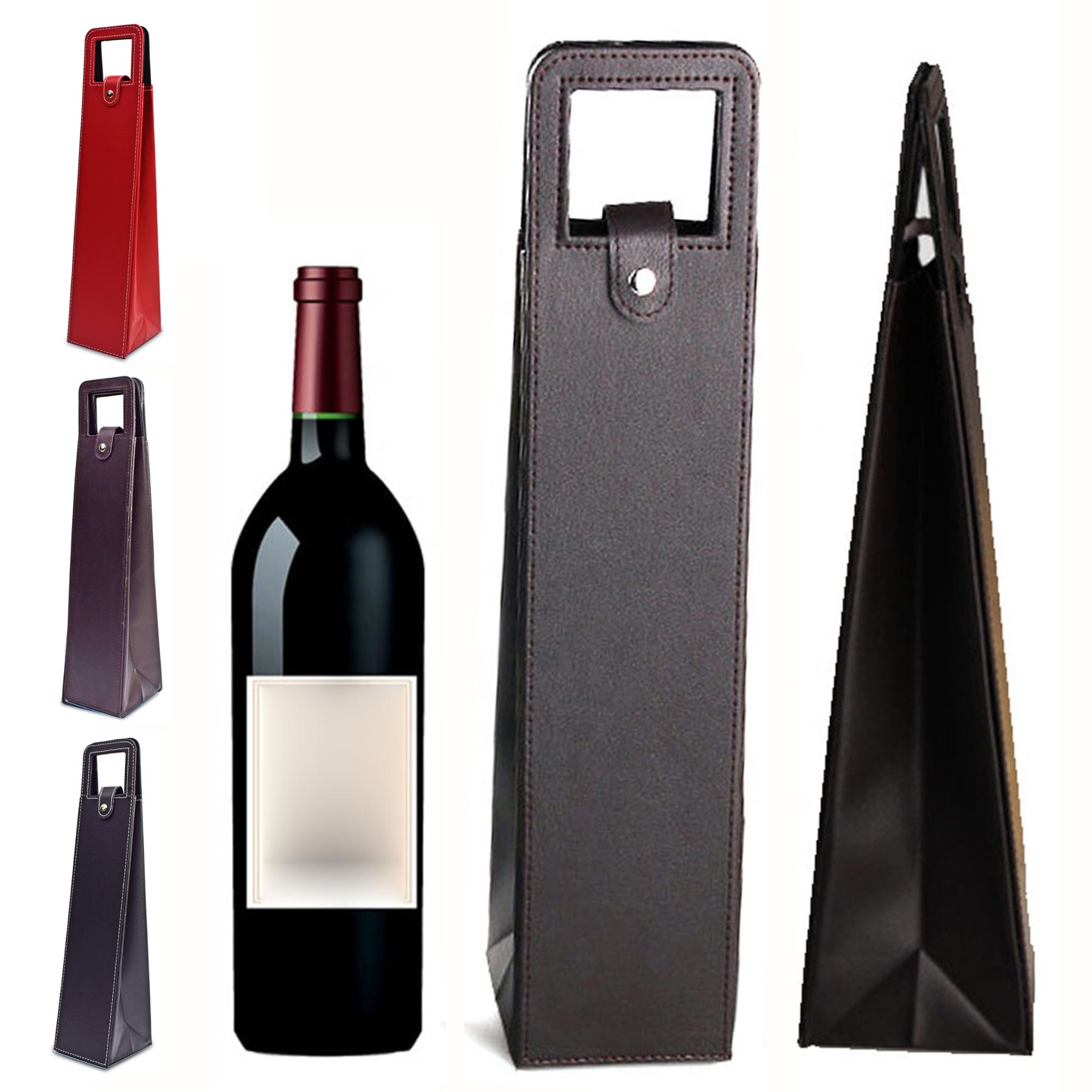PU Resuable Leather Wine Tote Holder 1