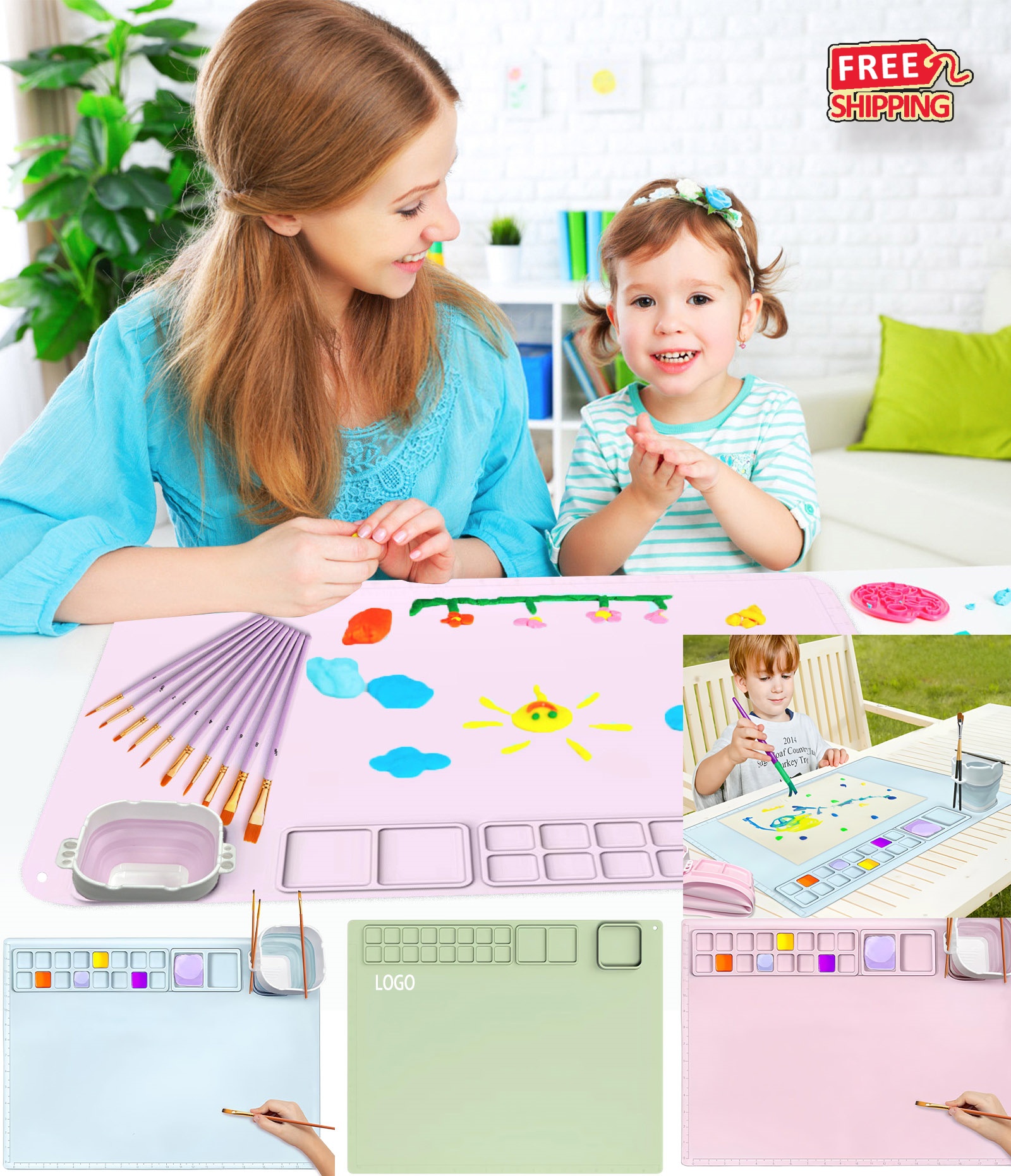 Silicone Art Mat with Brush Holder 3
