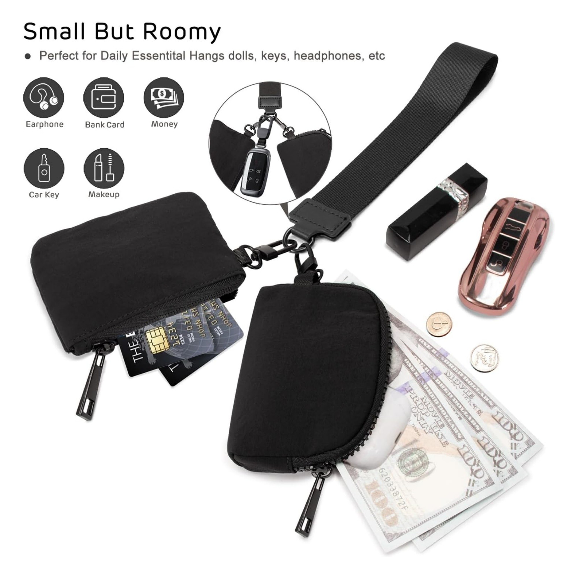 Mini Zip Around Keychain Wristlet Wallets 2