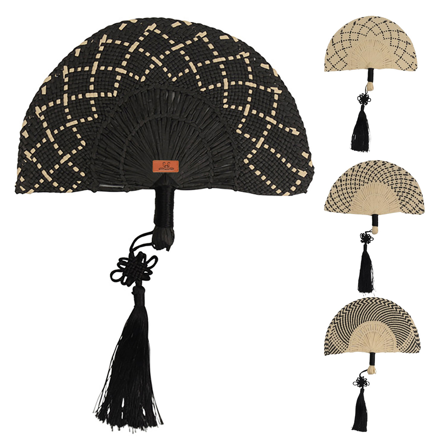 Handwoven Straw Fan with Tassel 10