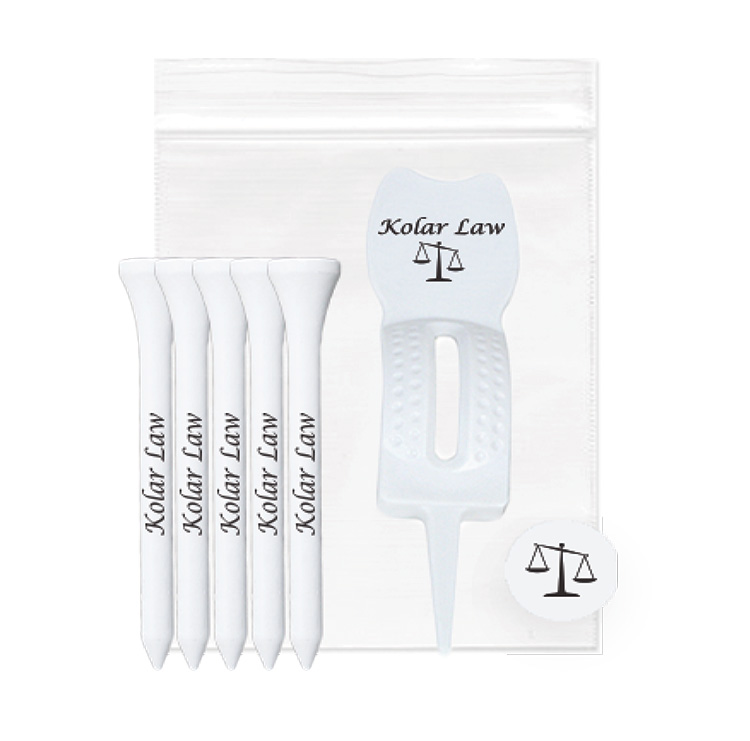 Golf Tee pack w/5 Tees 1 Ball Marker 1 Ergo Green Divot Tool