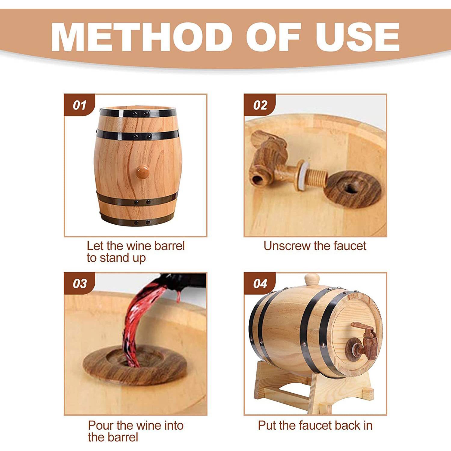 Oak Aging Barrel with Wood Stand 4