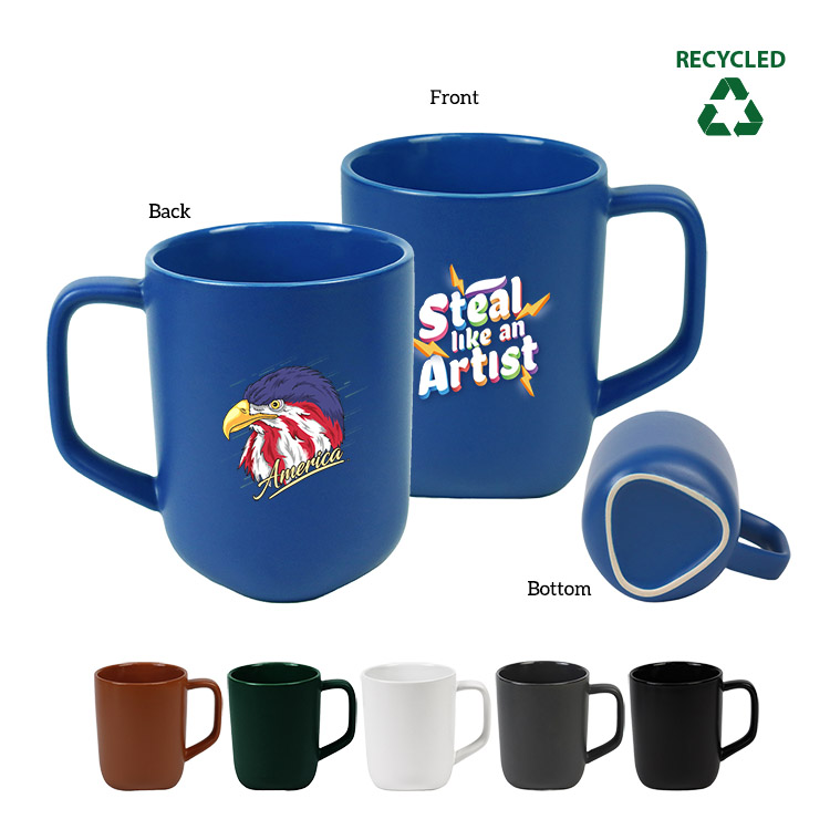 18 oz. Triangle Bottom Recycled Ceramic Coffee Mug w/ Gift Box 7