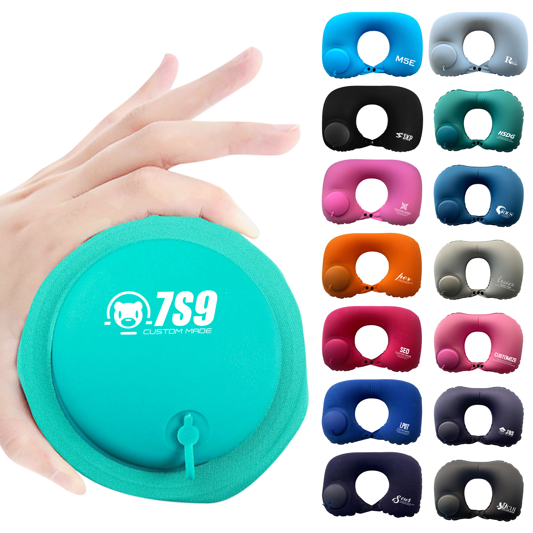 Portable Press Inflatable U-Shape Neck Pillow 12