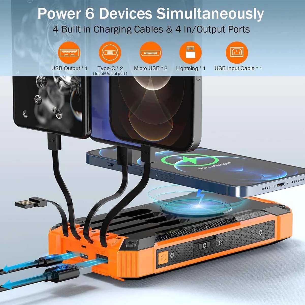 Solar Portable Wireless 20000mAh Fast Charging Power Bank 5