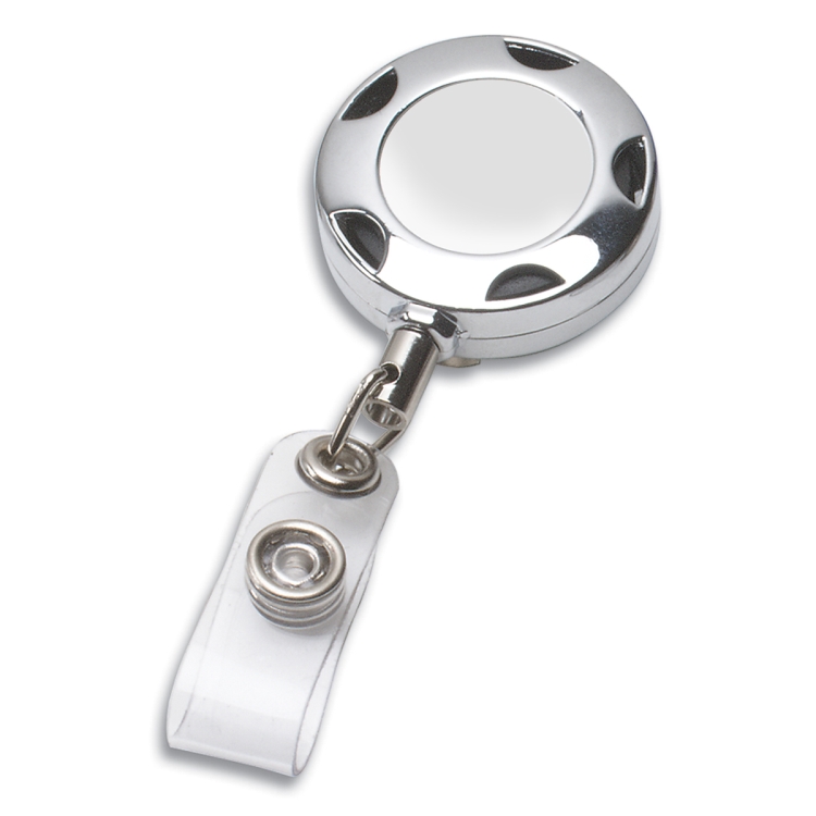 32" Cord Round Chrome Solid Metal Sport Retractable Badge Reel & Badge Holder 4