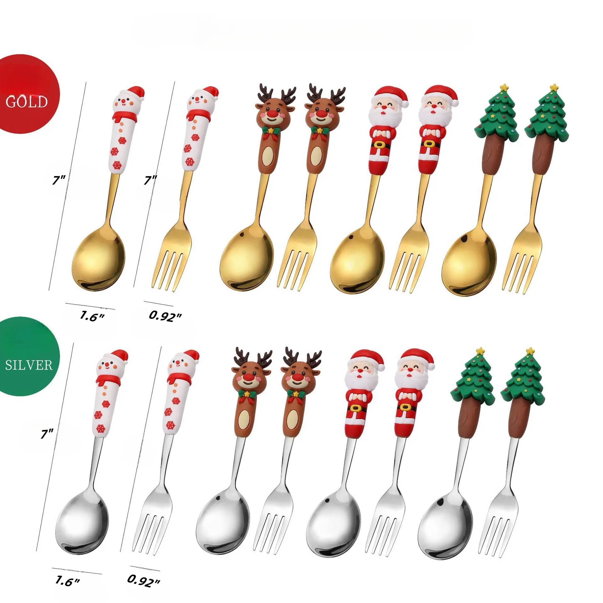 christmas spoon and fork set 4