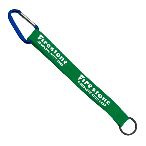 3/4" Sewn Polyester Keychain with Metal Split-Ring and Carabiner 134