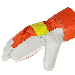 Leather Work Gloves Hi -VIS Reflective 3