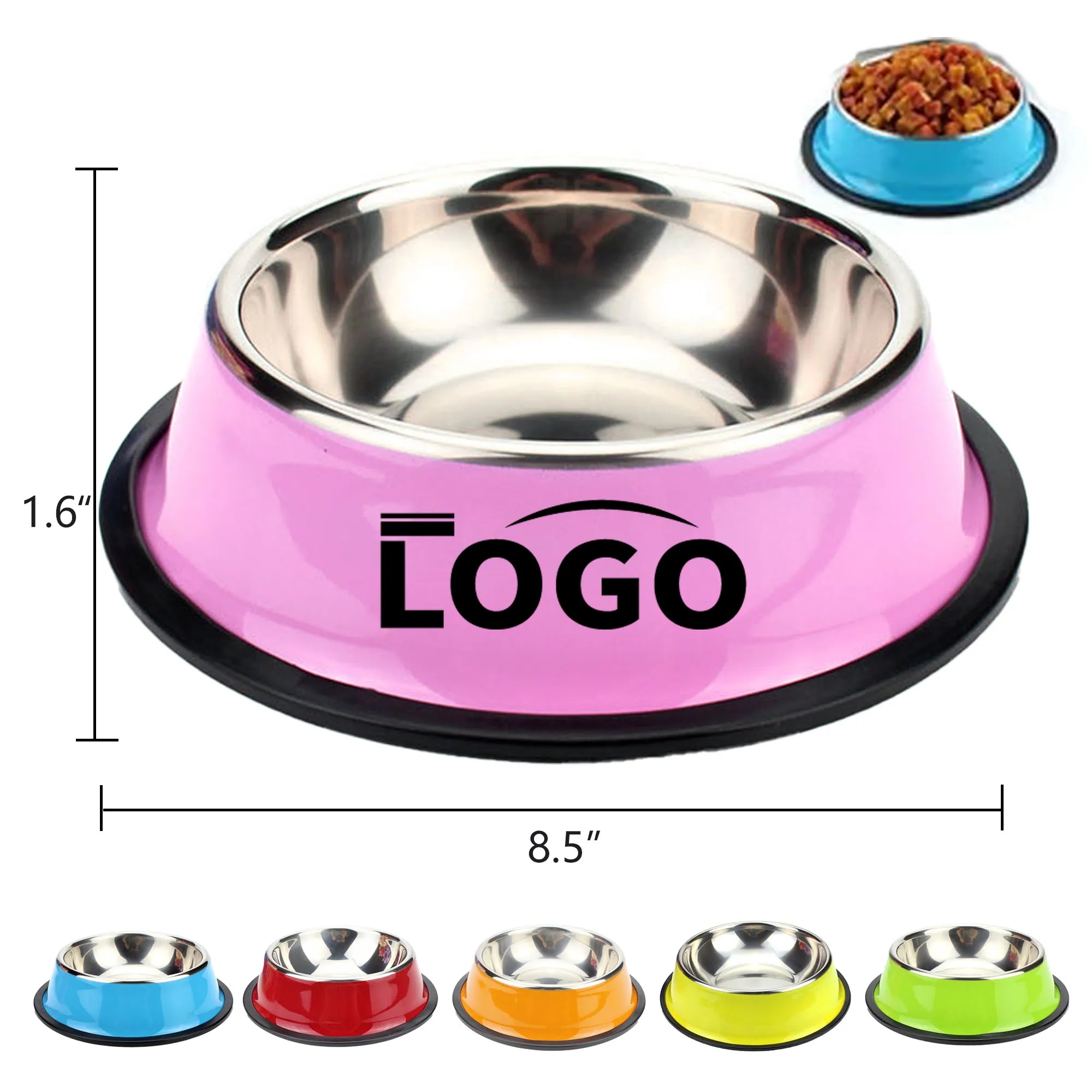 Basic Colorful Steel Pet Treat Bowl Food Tray