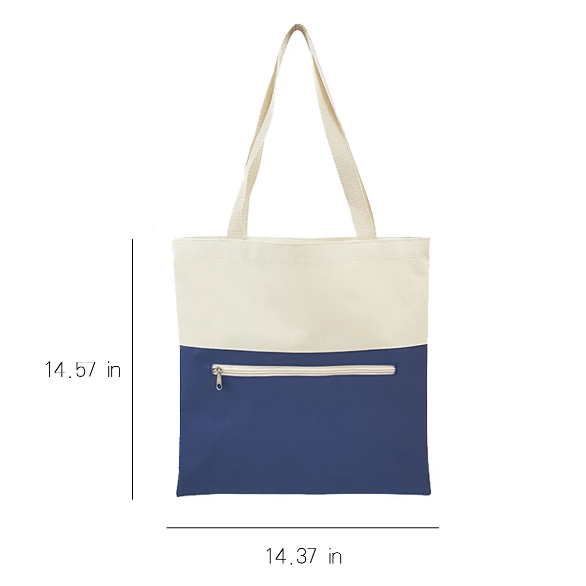Canvas Tote Bag With An External Pocket W/ Zipper Closure, custom tote bag with logo imprint 5