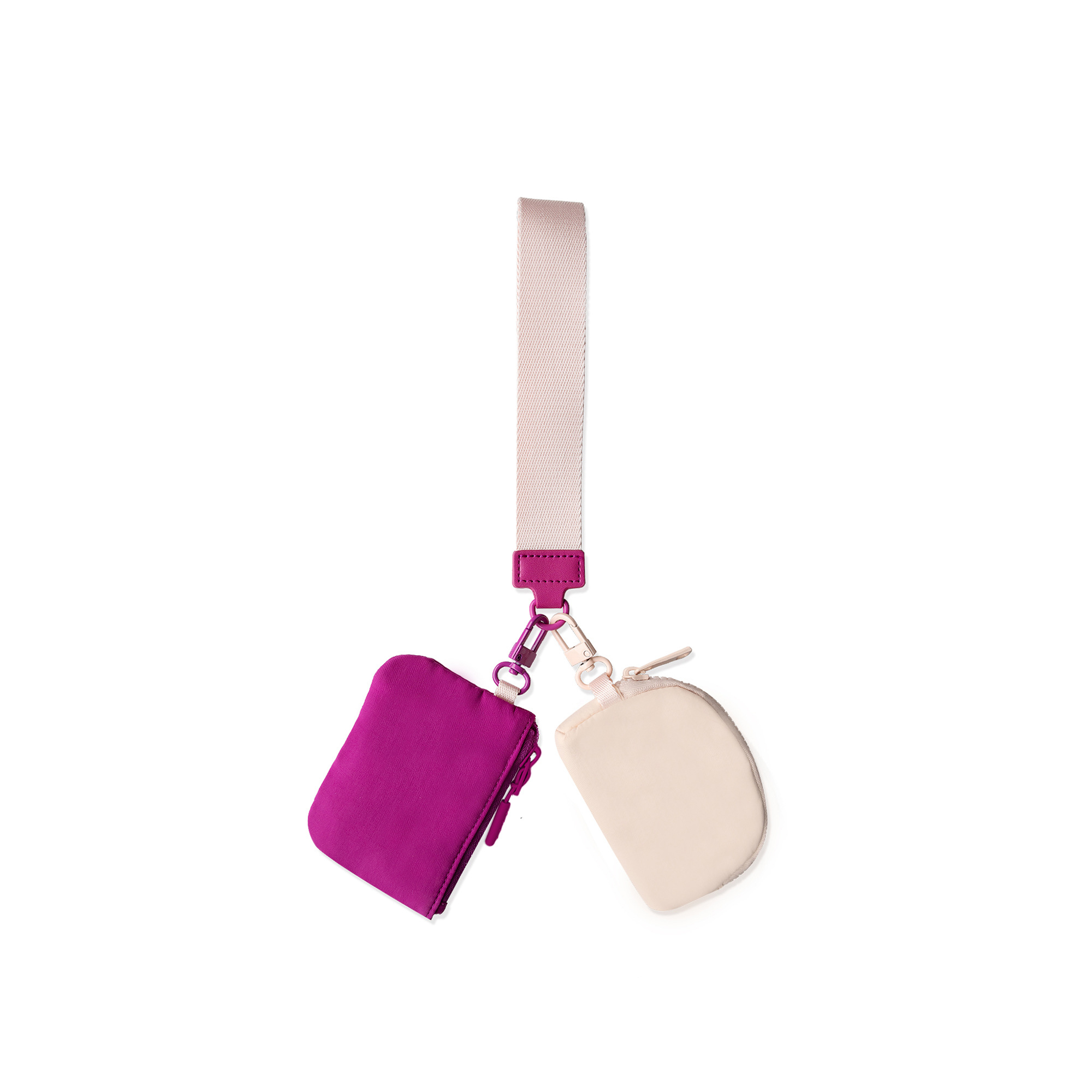 Nylon Dual Pouch Wristlet 3" x 4" With Zipper Strap 18