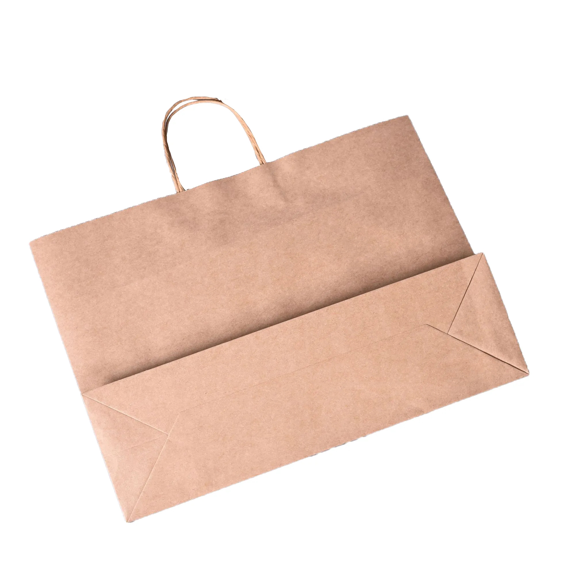 MOQ 20 PCS Kraft Shopping Gift Brown Paper Bag With Handle 5