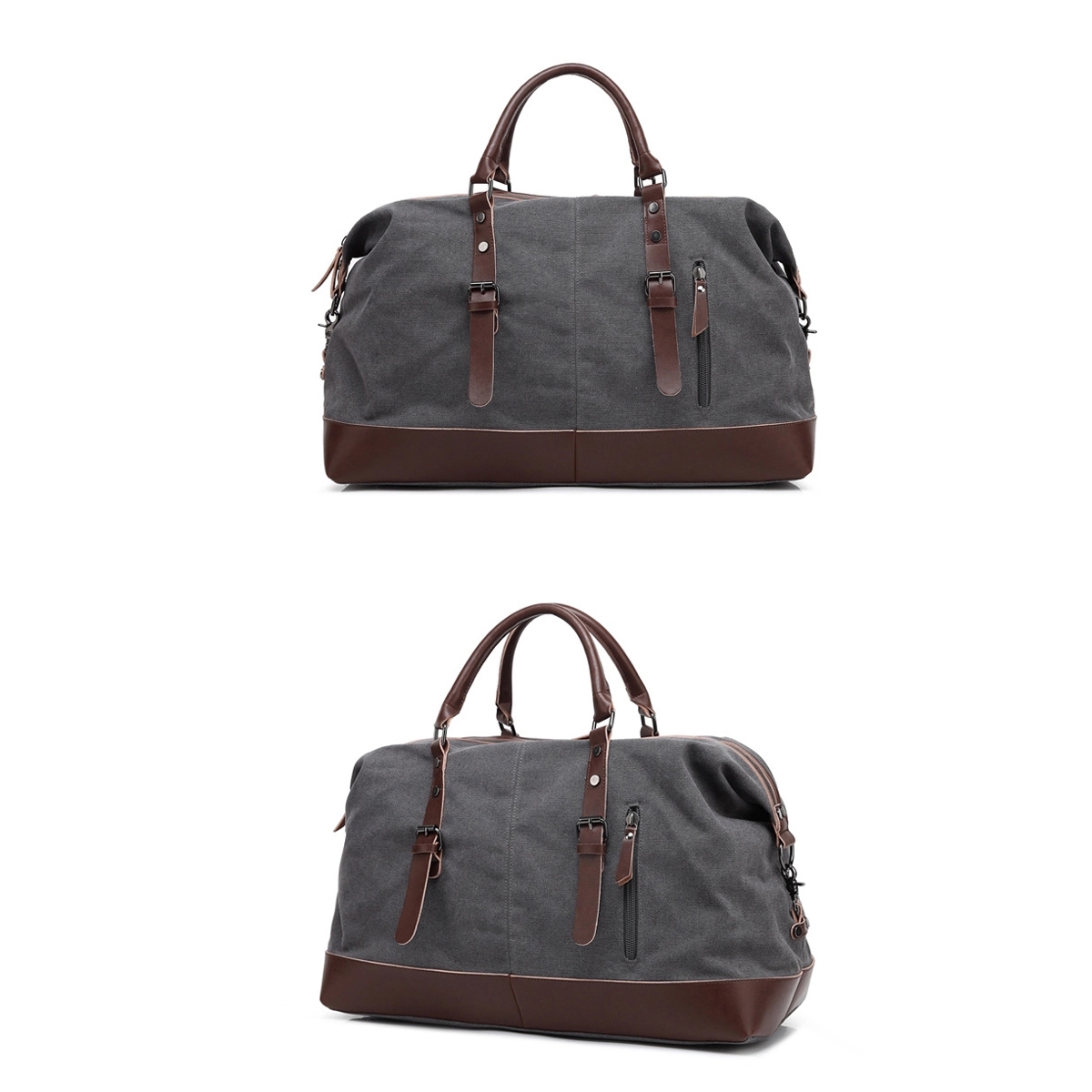 Canvas PU Leather Travel Tote Duffel Bag Carry On 3