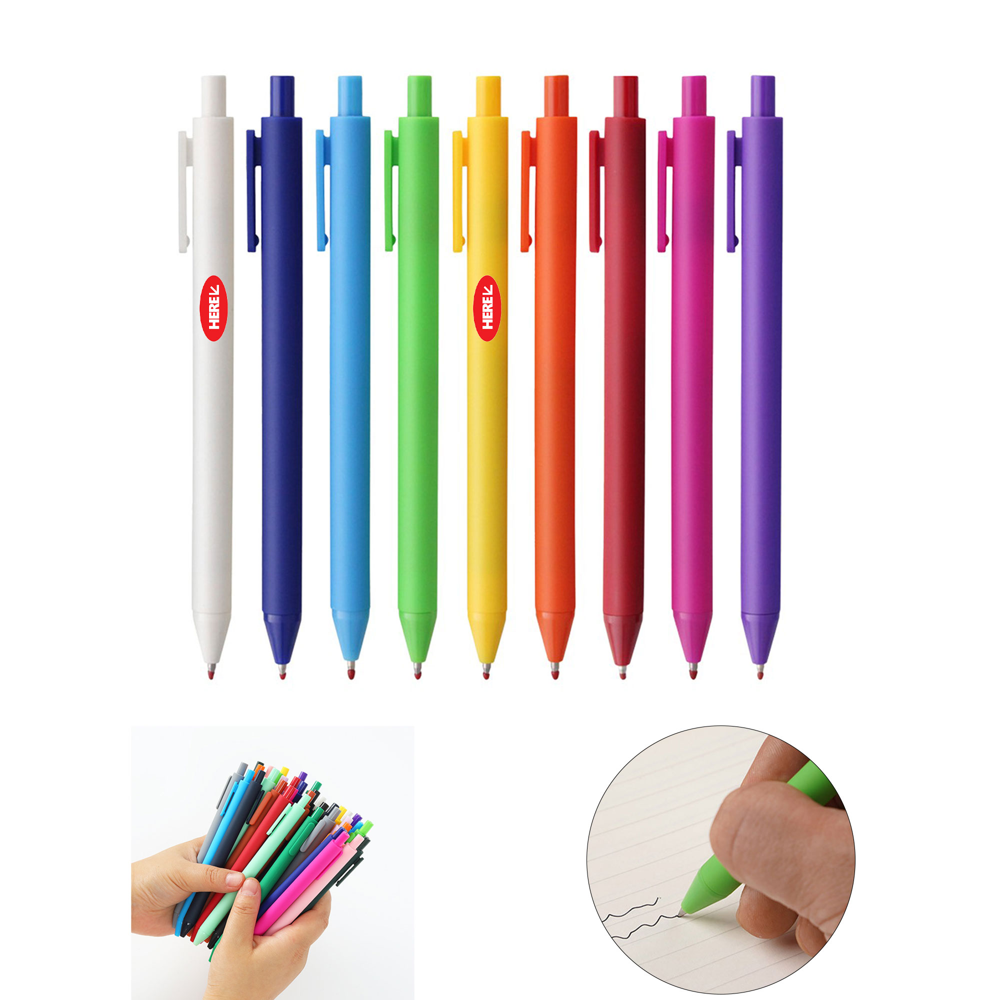 Retractable Colored Signature Ballpoint Pens, custom pen with logo imprint 2