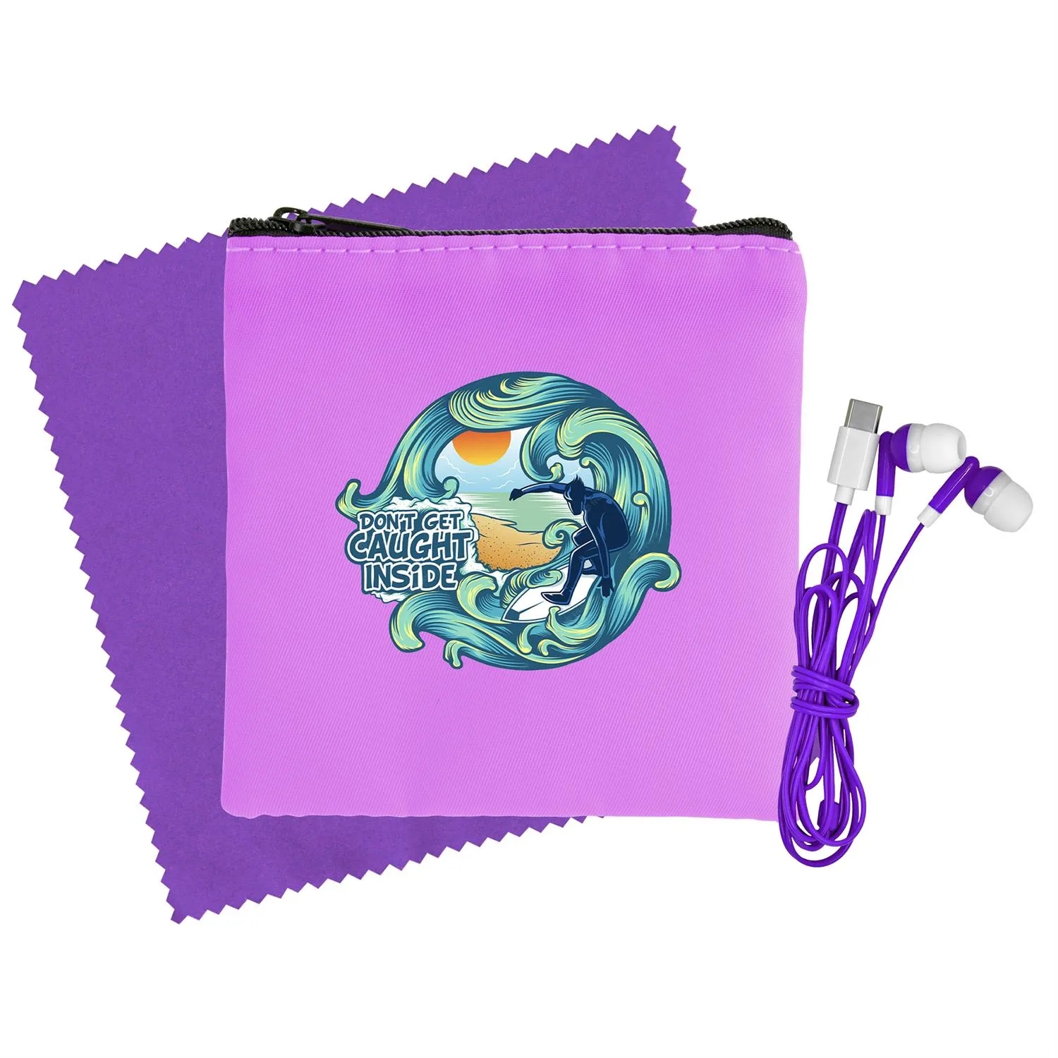 Colorful RPET Ear Bud & Cloth Set 15