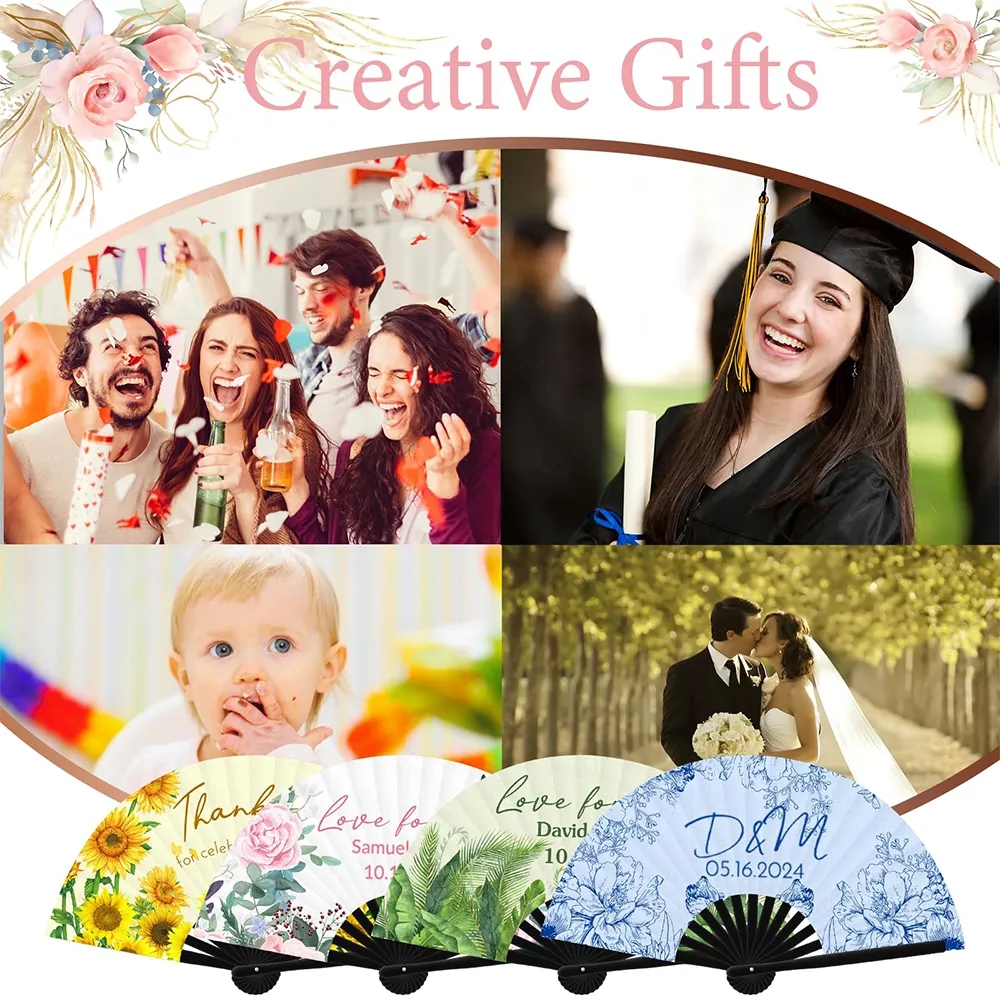 Custom Dance Hand Fans Bulk Personalized for Events Foldable 7