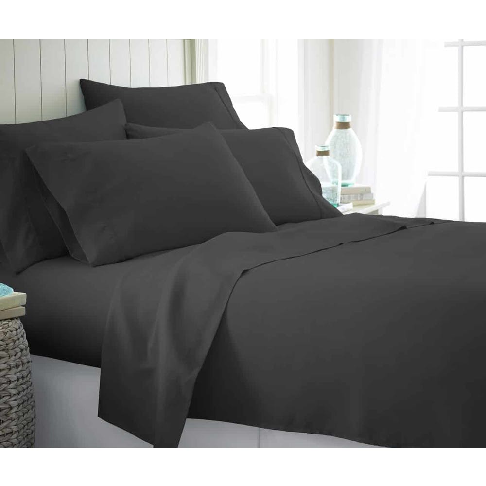 Microfiber Bed Sheets - Black Twin XL 4 Piece Set 1