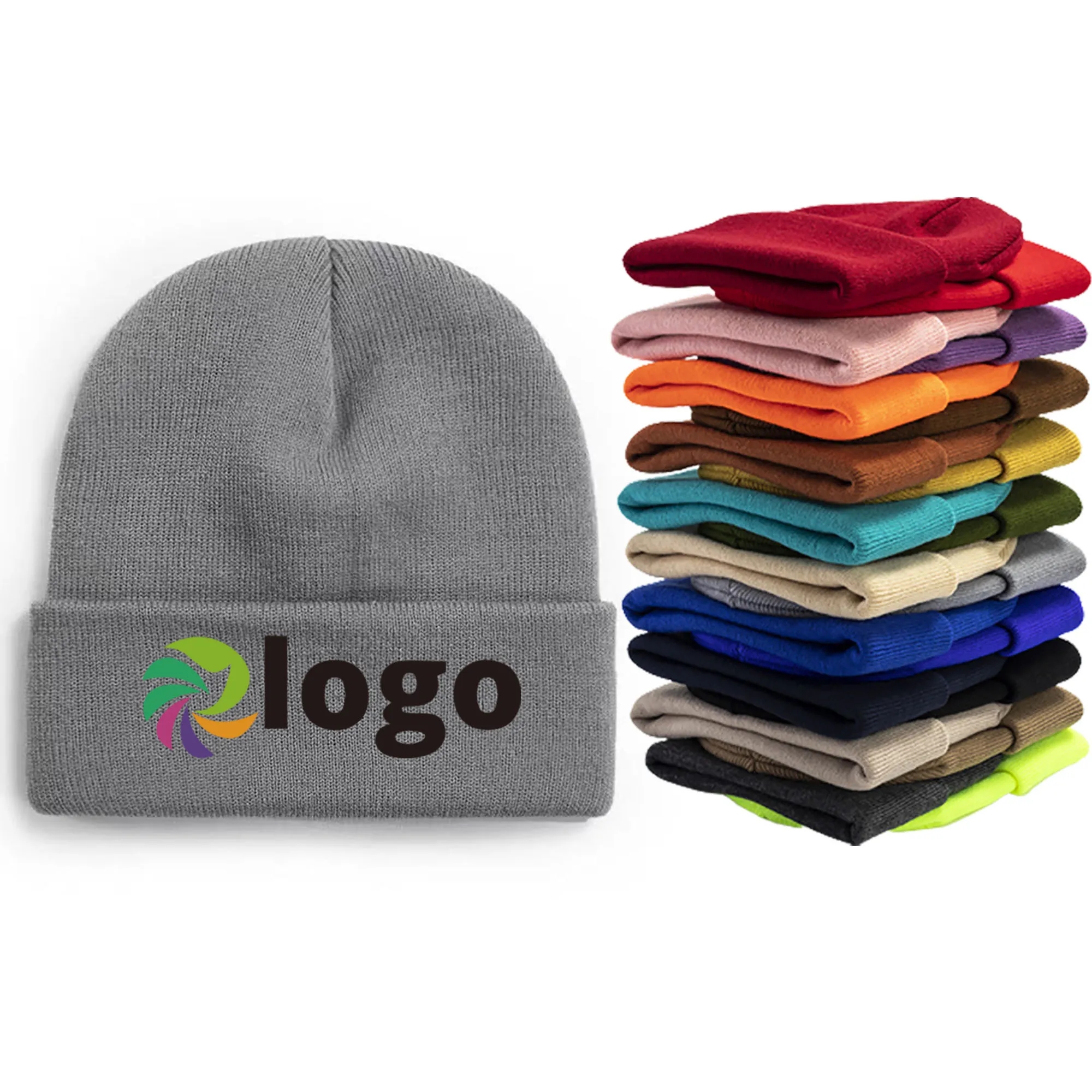 Acrylic Beanie Knit Hat MOQ 50pcs 9