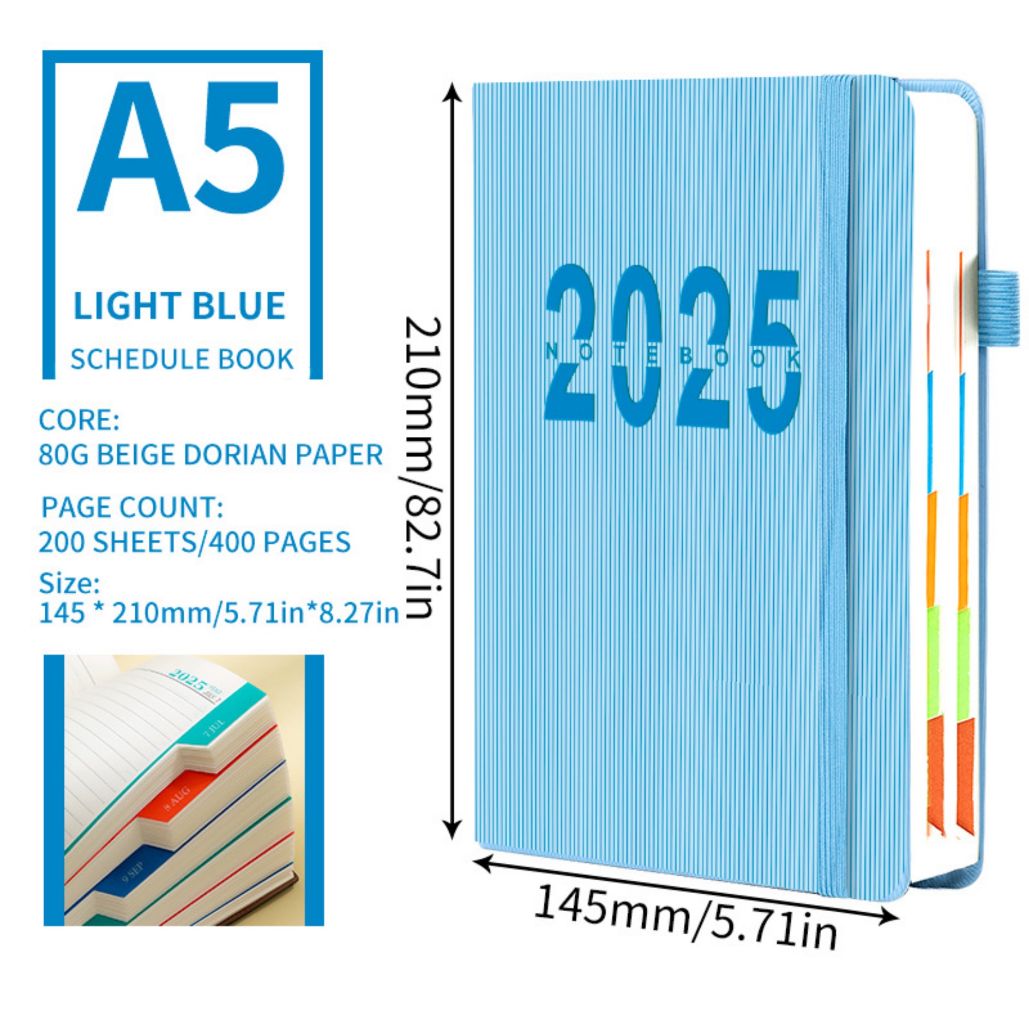 2025 Jan - Dec 5.8" x 8.4" A5 Bandaged Daily Planner 4