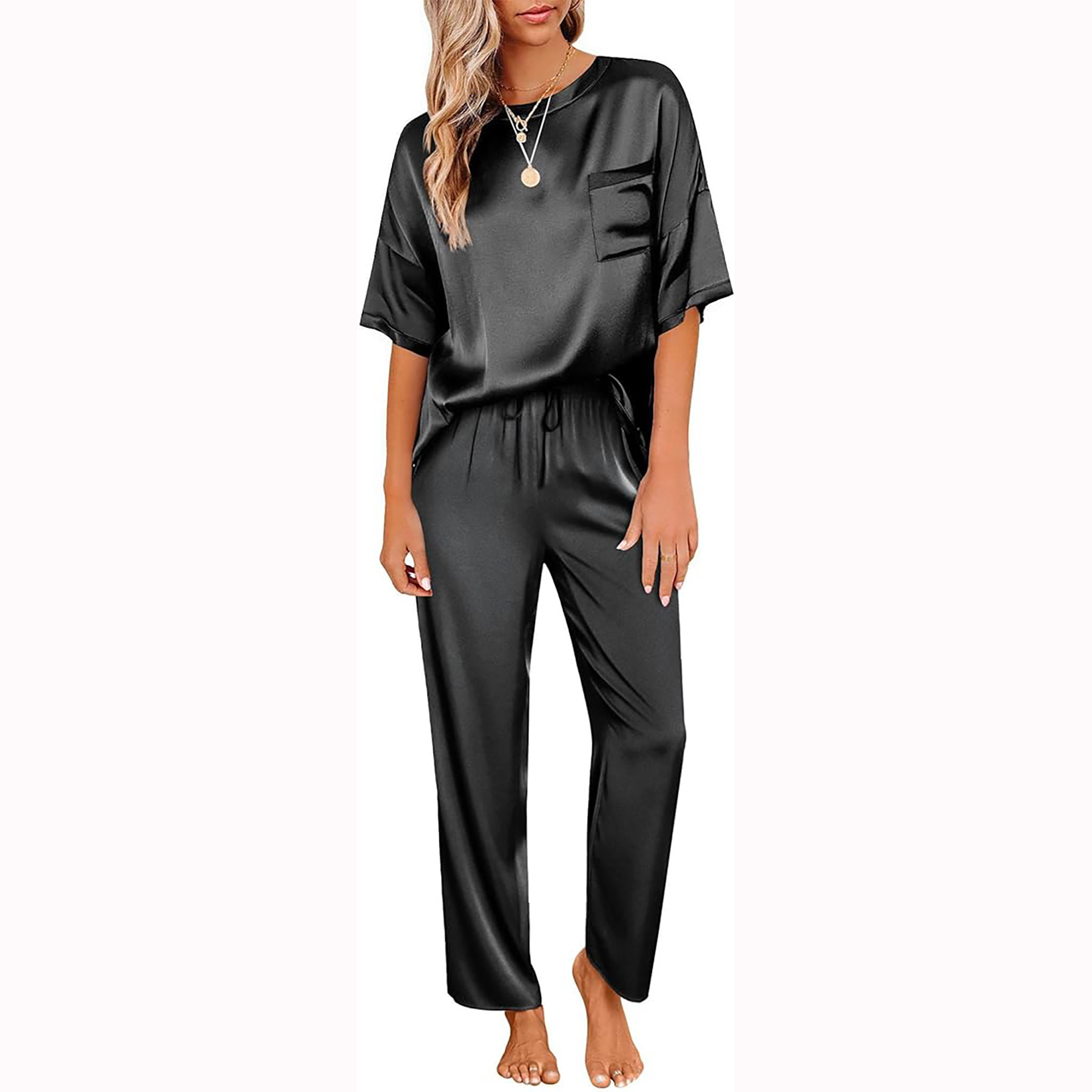 Womens Satin Silk Pajamas Set 3