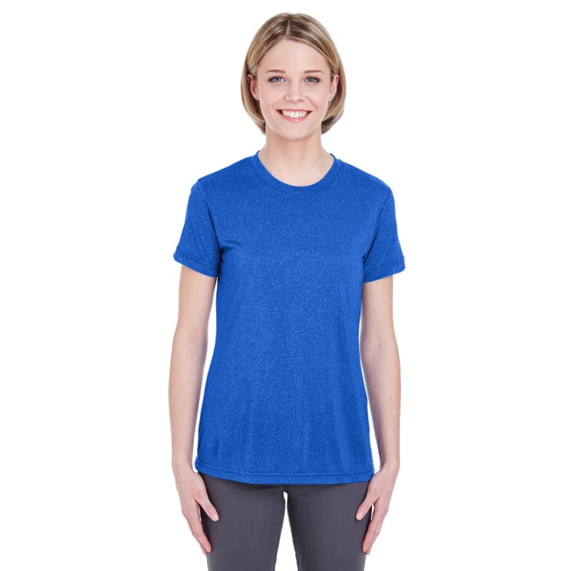 UltraClub Ladies' Cool & Dry Heathered Performance T-Shirt 4