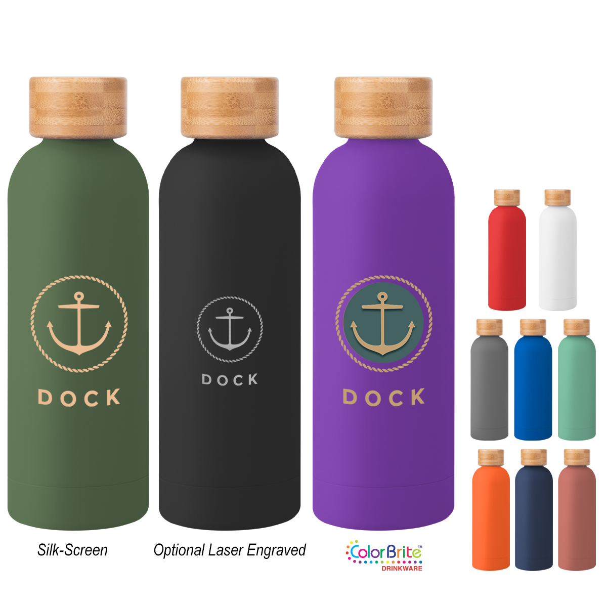 17 Oz. Blair Recycled Stainless Steel Bottle With Bamboo Lid, custom water bottle with logo imprint 20